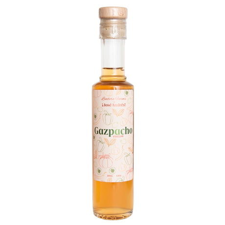 Bottle of Gazpacho Vinegar on a white background